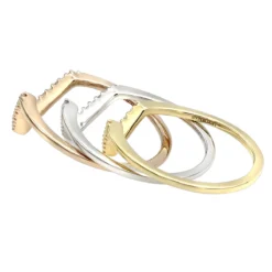 Stackable Diamond Ring Set For Women 14K Gold Bands -Outlet Radiant Bijou Store 14k white yellow rose gold thin stackable diamond rings set 0 15ct luxurman bands back