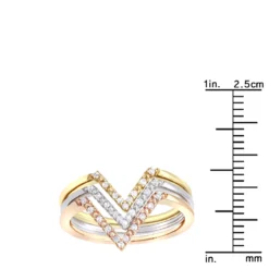 Stackable Diamond Ring Set For Women 14K Gold Bands -Outlet Radiant Bijou Store 14k white yellow rose gold thin stackable diamond rings set 0 15ct luxurman bands ruler