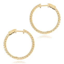 14K Yellow Gold Yellow Diamond Hoop Earrings 2 Carats Inside Out Design By Luxurman -Outlet Radiant Bijou Store 14k yellow diamond hoop earrings 2 carats inside out design by luxurman backye