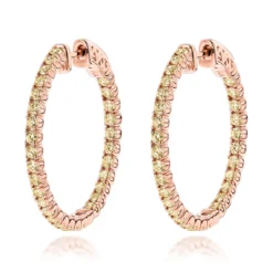 14K Yellow Gold Yellow Diamond Hoop Earrings 2 Carats Inside Out Design By Luxurman -Outlet Radiant Bijou Store 14k yellow diamond hoop earrings 2 carats inside out design by luxurman ro