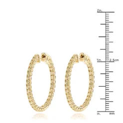14K Yellow Gold Yellow Diamond Hoop Earrings 2 Carats Inside Out Design By Luxurman -Outlet Radiant Bijou Store 14k yellow diamond hoop earrings 2 carats inside out design by luxurman rulerye