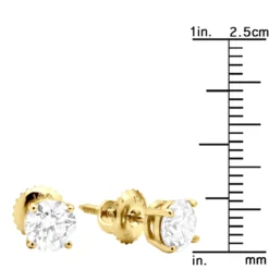 14K Yellow Gold Diamond Stud Earrings Round Cut 1.50ct -Outlet Radiant Bijou Store 14k yellow gold diamond stud earrings round cut 150ct p 5637 ruler yellow