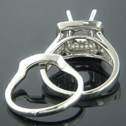 18K White Gold Art Deco Diamond Bridal Ring Set Designer 0.95 6 18K White Gold Art Deco Diamond Bridal Ring Set Designer 0.95 -Outlet Radiant Bijou Store 18k gold art deco diamond bridal ring set designer 095 p 6070back