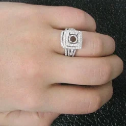 18K White Gold Art Deco Diamond Bridal Ring Set Designer 0.95 7 18K White Gold Art Deco Diamond Bridal Ring Set Designer 0.95 -Outlet Radiant Bijou Store 18k gold art deco diamond bridal ring set designer 095 p 6070bod