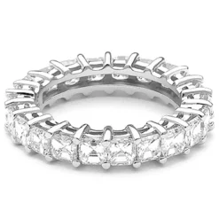 Thin 18K White Gold Asscher Cut Diamond Eternity Band 4.32ct