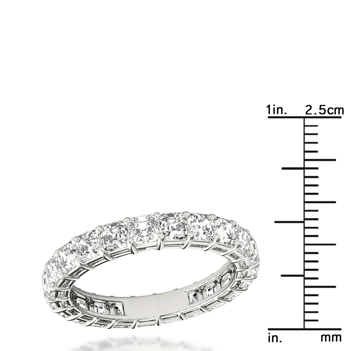 18K White Gold Asscher Cut Diamond Eternity Ring 3ct Anniversary Band By Luxurman 9 18K White Gold Asscher Cut Diamond Eternity Ring 3ct Anniversary Band By Luxurman - Image 7