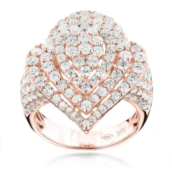 18K White Gold Designer Diamond Drop Ring For Women 3.75ct -Outlet Radiant Bijou Store 18k gold designer diamond drop ring 375ct ro