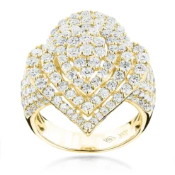 18K White Gold Designer Diamond Drop Ring For Women 3.75ct -Outlet Radiant Bijou Store 18k gold designer diamond drop ring 375ct ye