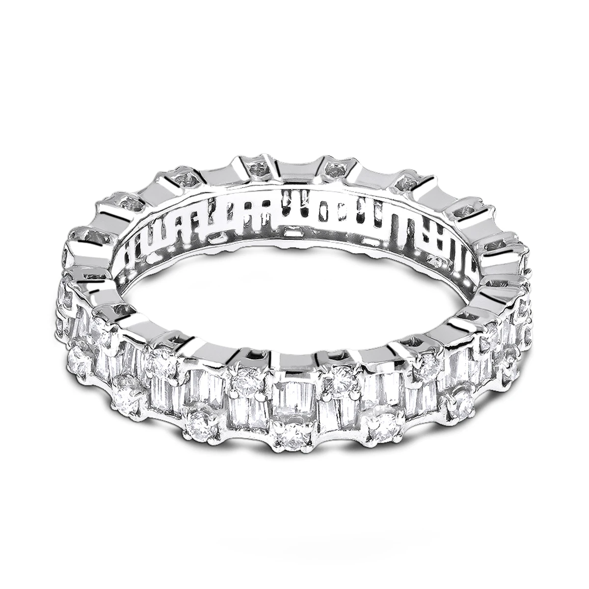 Thin 18K White Gold Designer Diamond Eternity Ring 1.29ct 6 Thin 18K White Gold Designer Diamond Eternity Ring 1.29ct - Image 4