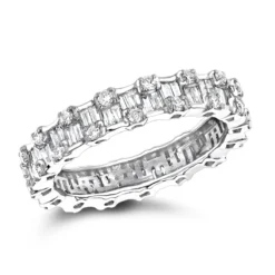 Thin 18K White Gold Designer Diamond Eternity Ring 1.29ct