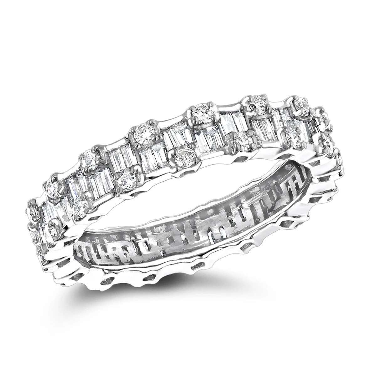Thin 18K White Gold Designer Diamond Eternity Ring 1.29ct 3 Thin 18K White Gold Designer Diamond Eternity Ring 1.29ct