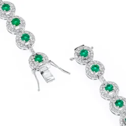 Women's 18K White Gold Diamond And Emerald Bracelet 2.52dtw 3.56stw -Outlet Radiant Bijou Store 18k gold diamond and emerald bracelet 252dtw 356stw p 5918 backwh