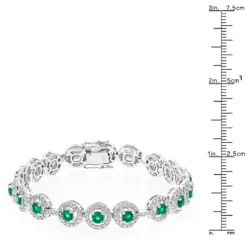 Women's 18K White Gold Diamond And Emerald Bracelet 2.52dtw 3.56stw -Outlet Radiant Bijou Store 18k gold diamond and emerald bracelet 252dtw 356stw p 5918 rulerwh