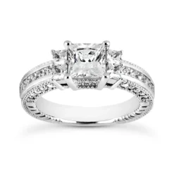 18K White Gold Diamond Engagement Ring 1.47ct 3.1mm