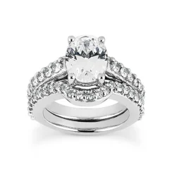 18K White Gold Diamond Engagement Ring Set 1.31ct