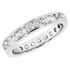 Thin 18K White Gold Diamond Eternity Band 1.25ct