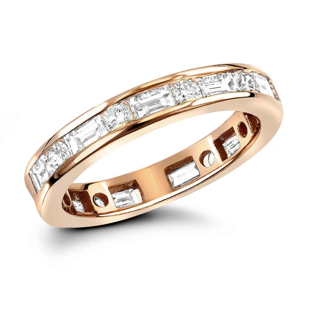 Eternity Band 18K Yellow Gold 1.56ct Round And Baguette Diamonds 5 Eternity Band 18K Yellow Gold 1.56ct Round And Baguette Diamonds - Image 3