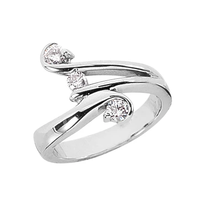 18K White Gold Diamond Right Hand Women's Ring 0.21ct 3 18K White Gold Diamond Right Hand Women's Ring 0.21ct