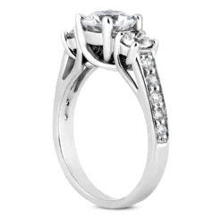 Thin 18K White Gold Diamond Three Stones Engagement Ring 1.05ct 2.94mm -Outlet Radiant Bijou Store 18k gold diamond three stones engagement ring 105ct p 33506 back white 20220426