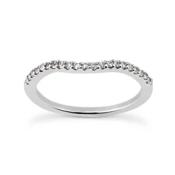Ultra Thin 18K White Gold Diamond Wedding Band 0.12ct