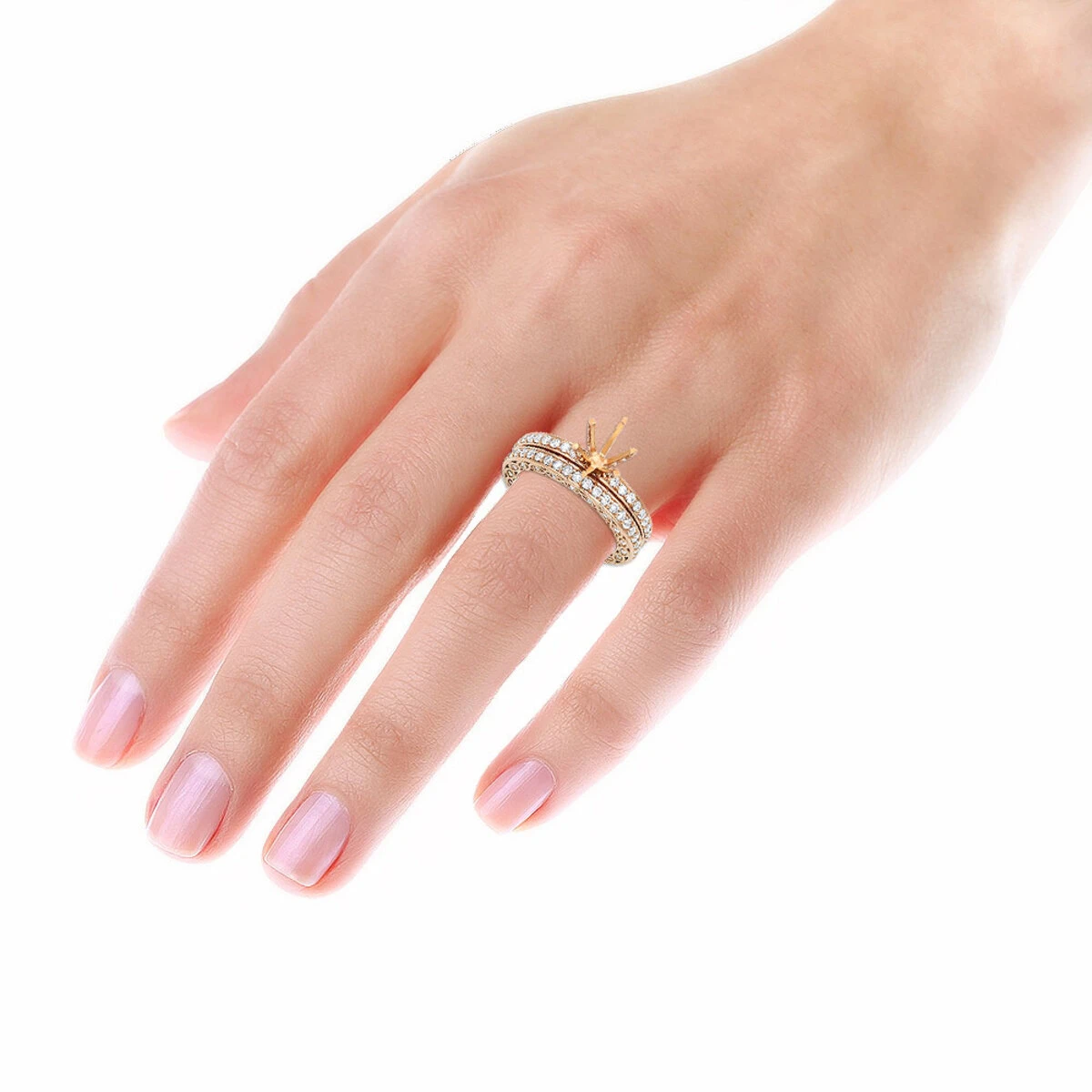 18K Rose Gold Eternity Diamond Engagement Ring Set 1.82ct 7 18K Rose Gold Eternity Diamond Engagement Ring Set 1.82ct - Image 5