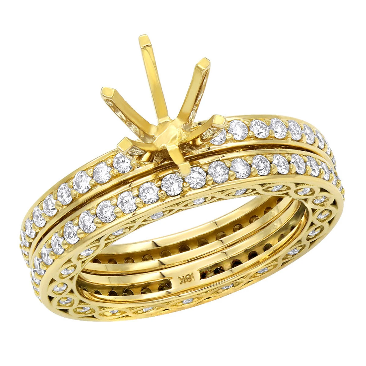 18K Rose Gold Eternity Diamond Engagement Ring Set 1.82ct 4 18K Rose Gold Eternity Diamond Engagement Ring Set 1.82ct - Image 2