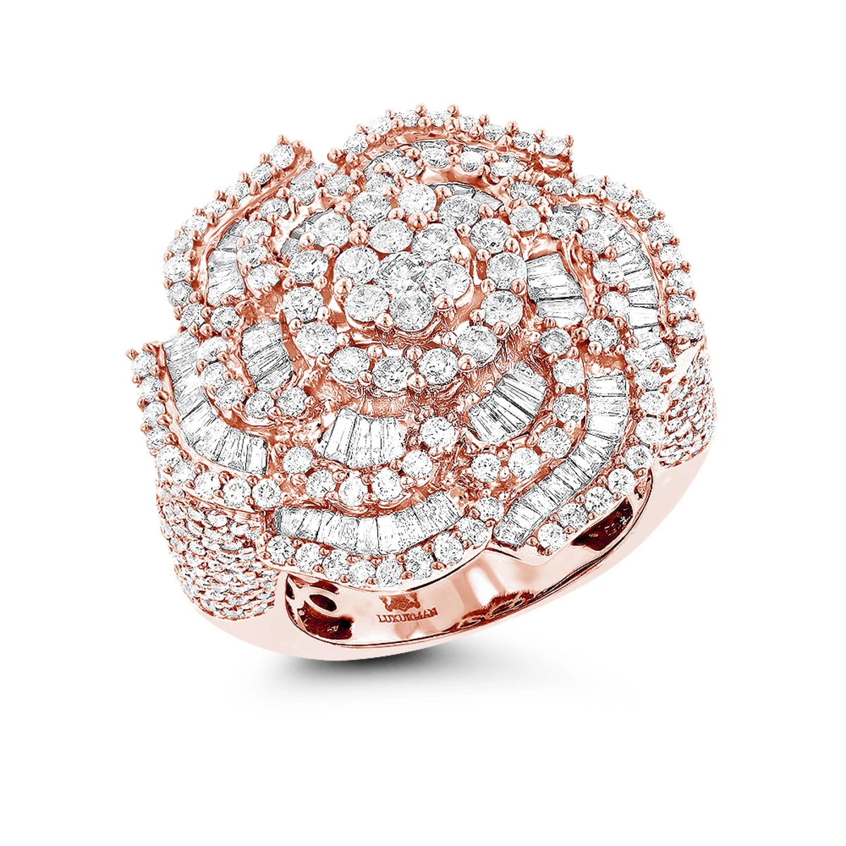 18K White Gold Statement Flower Diamond Engagement Ring LUCCELLO 3.25ct 5 18K White Gold Statement Flower Diamond Engagement Ring LUCCELLO 3.25ct - Image 3