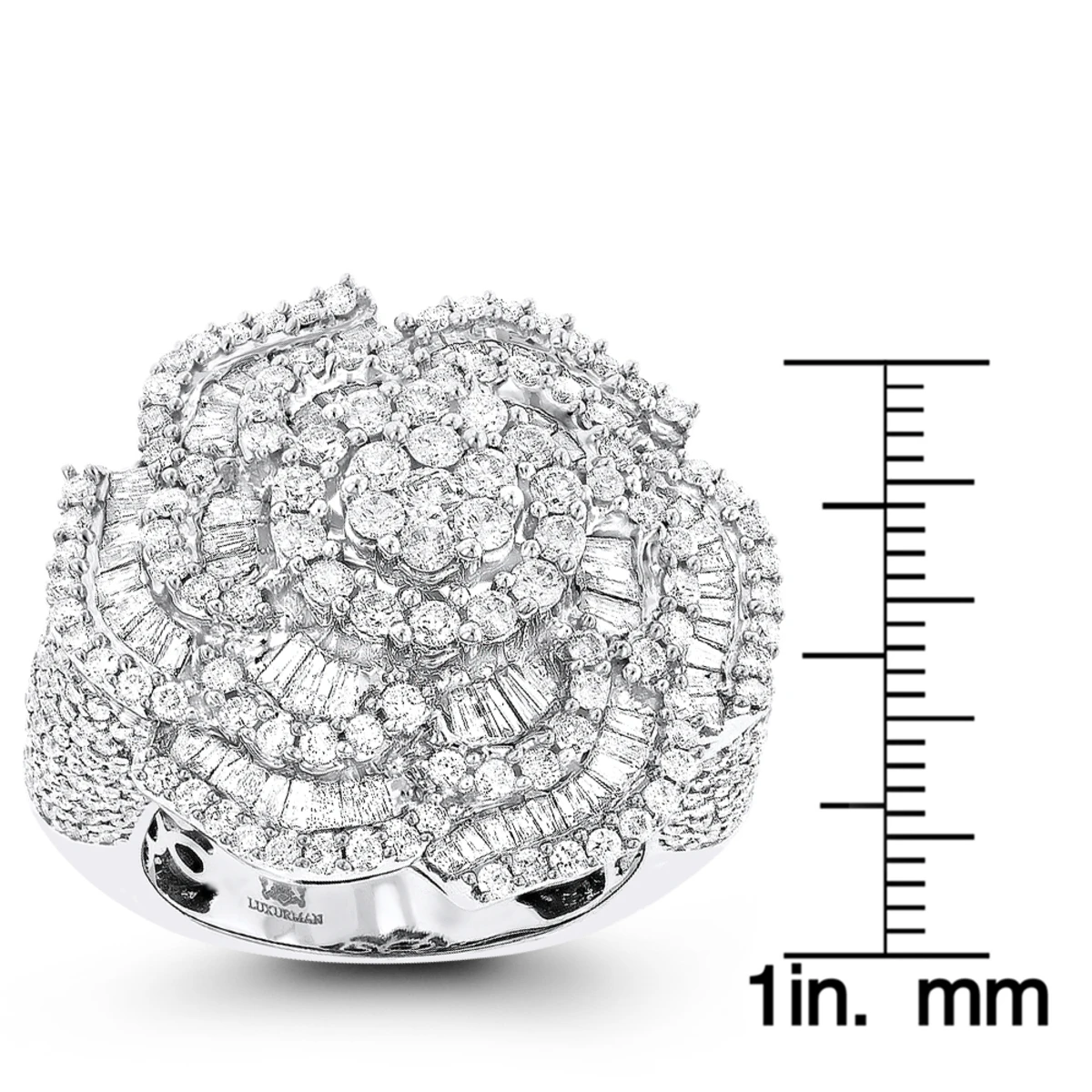 18K White Gold Statement Flower Diamond Engagement Ring LUCCELLO 3.25ct 8 18K White Gold Statement Flower Diamond Engagement Ring LUCCELLO 3.25ct - Image 6