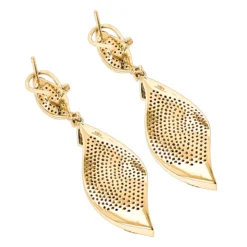 18K Yellow Gold Ladies Designer Diamond Leaf Earrings 3 Carats -Outlet Radiant Bijou Store 18k gold ladies designer diamond leaf earrings 3 carats backye