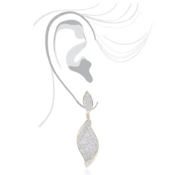 18K Yellow Gold Ladies Designer Diamond Leaf Earrings 3 Carats -Outlet Radiant Bijou Store 18k gold ladies designer diamond leaf earrings 3 carats bodye