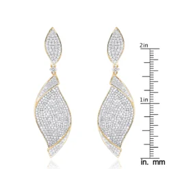 18K Yellow Gold Ladies Designer Diamond Leaf Earrings 3 Carats -Outlet Radiant Bijou Store 18k gold ladies designer diamond leaf earrings 3 carats rulerye