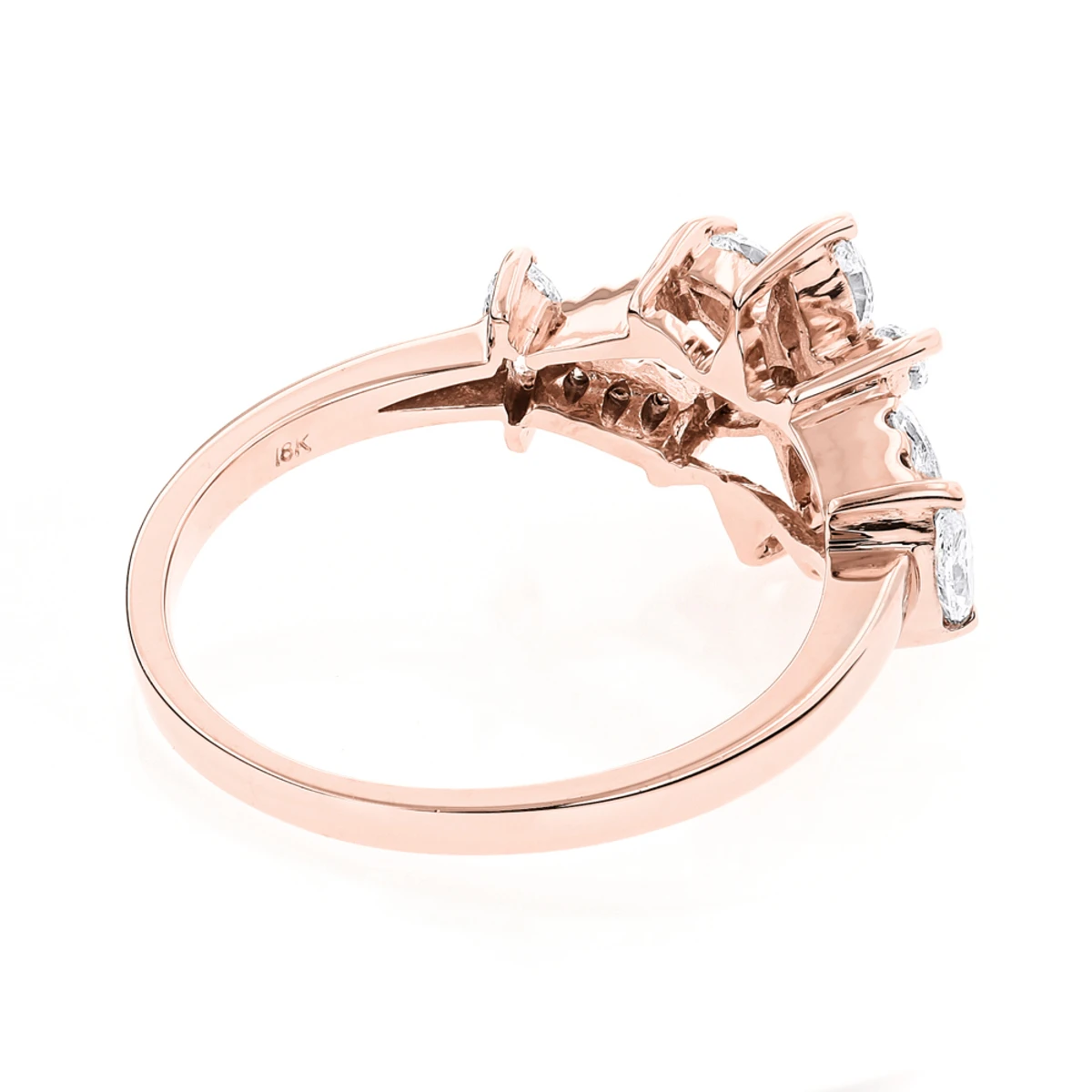 Unique 18K Rose Gold Ladies Diamond Ring Flower Design 0.91ct By Luxurman 6 Unique 18K Rose Gold Ladies Diamond Ring Flower Design 0.91ct By Luxurman - Image 4
