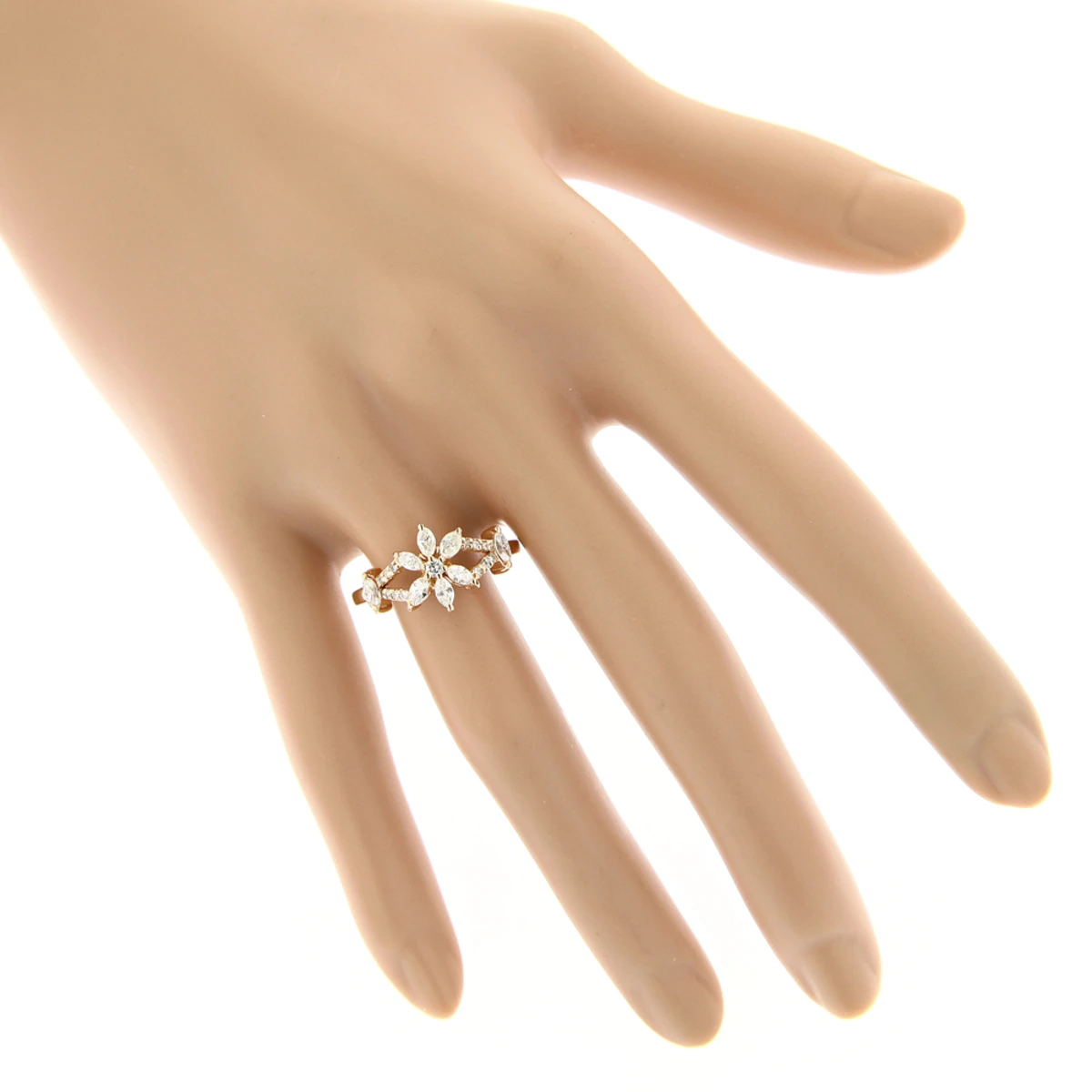 Unique 18K Rose Gold Ladies Diamond Ring Flower Design 0.91ct By Luxurman 7 Unique 18K Rose Gold Ladies Diamond Ring Flower Design 0.91ct By Luxurman - Image 5