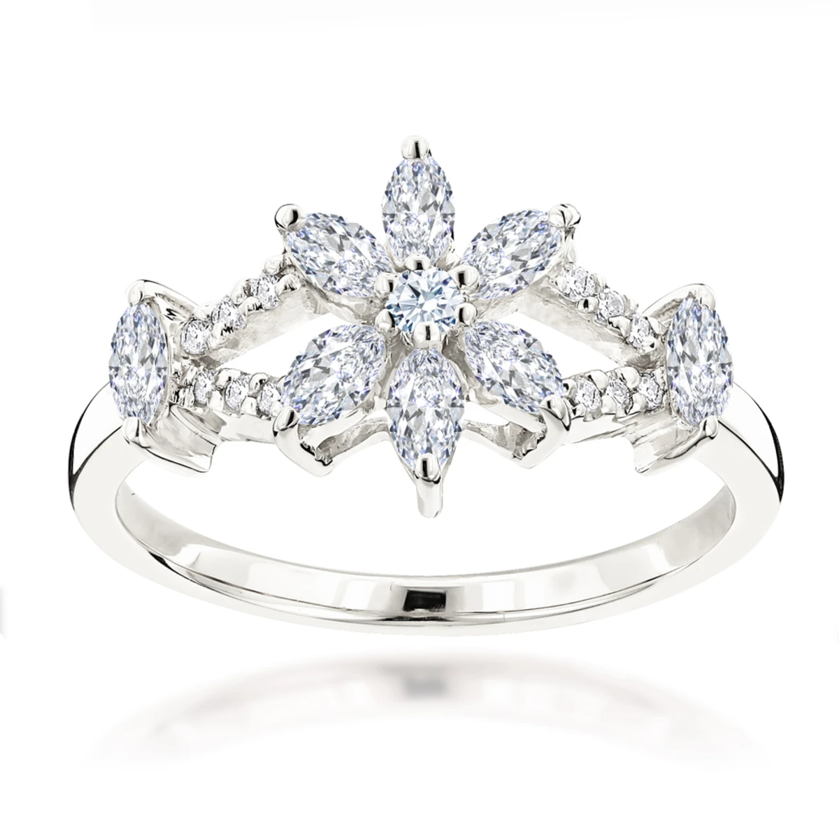 Unique 18K Rose Gold Ladies Diamond Ring Flower Design 0.91ct By Luxurman 4 Unique 18K Rose Gold Ladies Diamond Ring Flower Design 0.91ct By Luxurman - Image 2