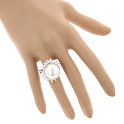 18K White Gold Ladies Pearl & Marquise Diamond Ring For Women 2.92ct 7 18K White Gold Ladies Pearl & Marquise Diamond Ring For Women 2.92ct -Outlet Radiant Bijou Store 18k gold ladies pearl marquise diamond ring 292ct p 5781bod