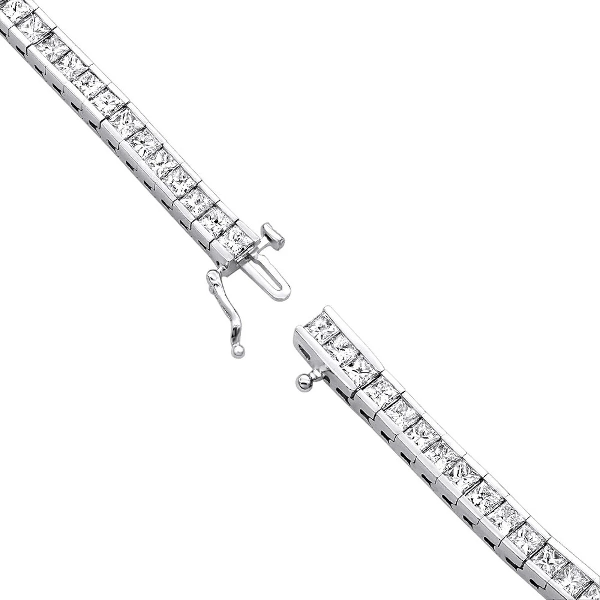18K White Gold Princess Cut Diamond Women's Tennis Bracelet 12.62ct 6 18K White Gold Princess Cut Diamond Women's Tennis Bracelet 12.62ct - Image 4