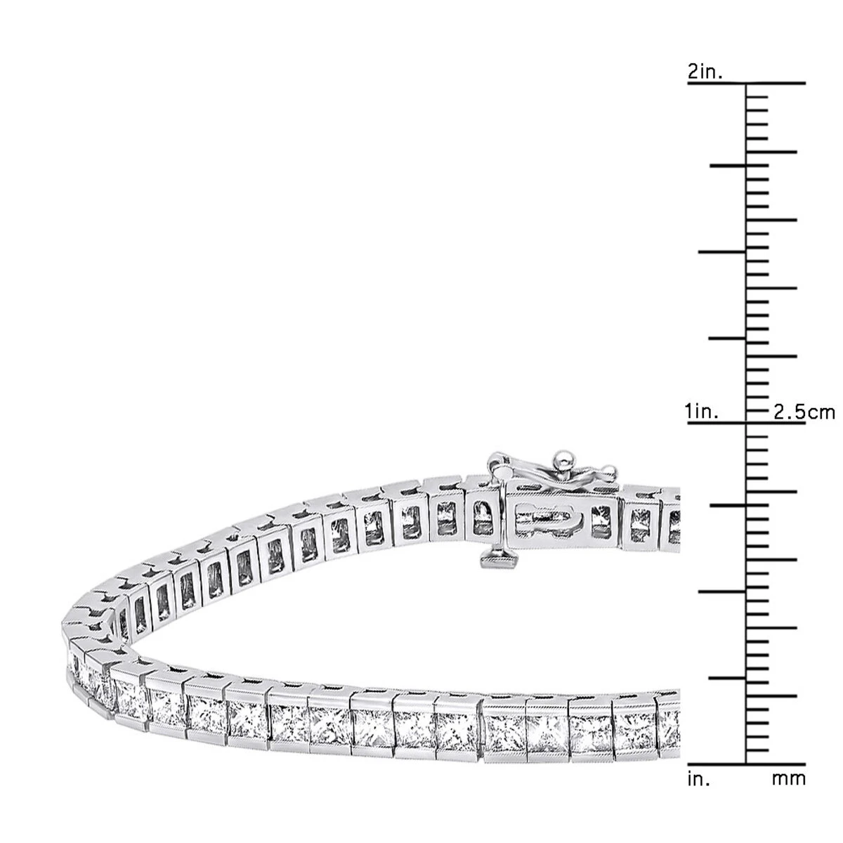 18K White Gold Princess Cut Diamond Women's Tennis Bracelet 12.62ct 12 18K White Gold Princess Cut Diamond Women's Tennis Bracelet 12.62ct - Image 10