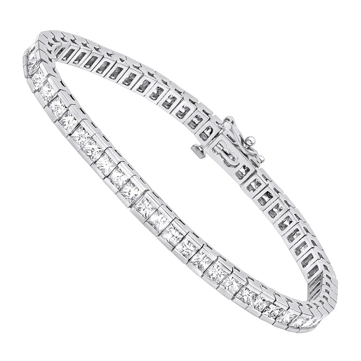 18K White Gold Princess Cut Diamond Women's Tennis Bracelet 12.62ct 3 18K White Gold Princess Cut Diamond Women's Tennis Bracelet 12.62ct