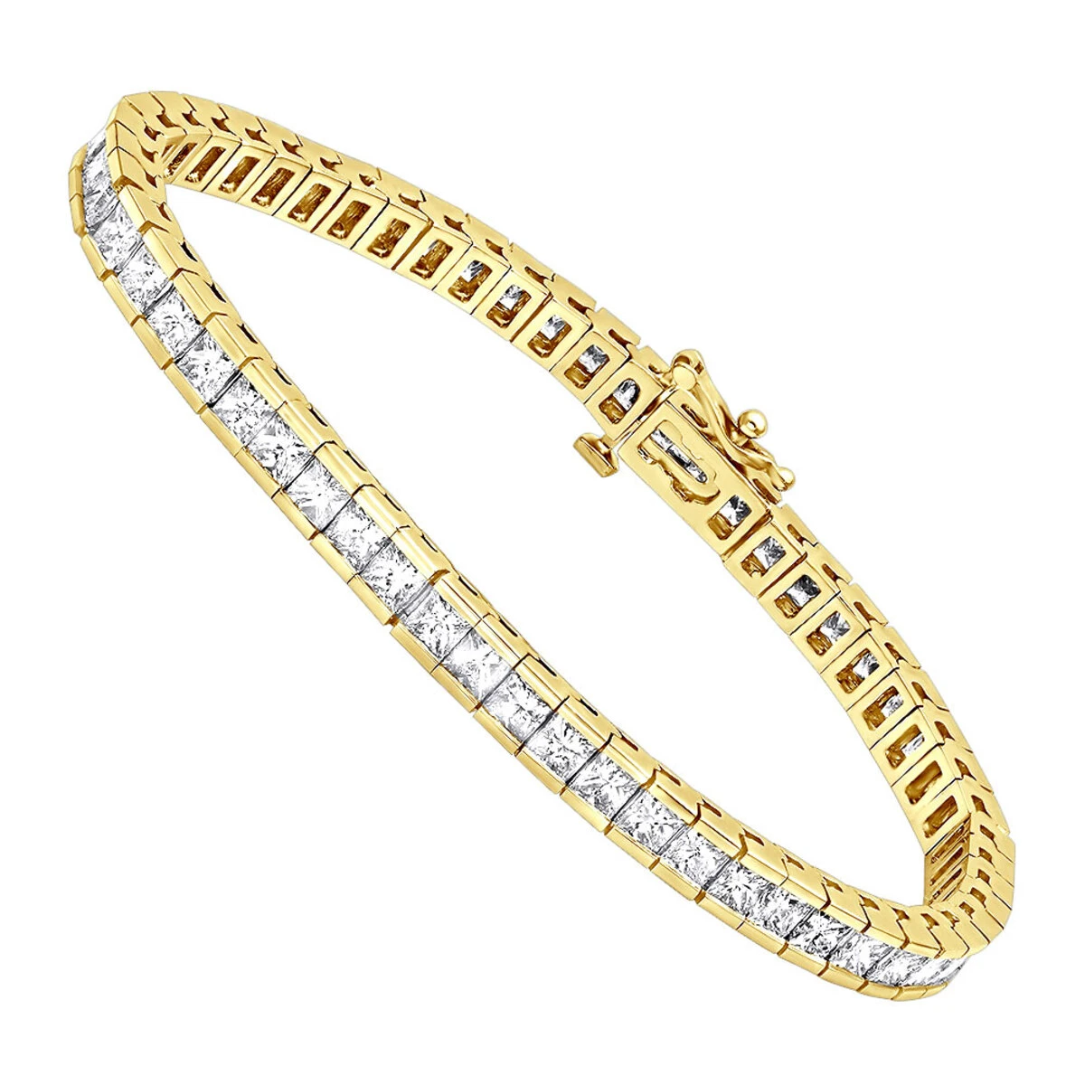 18K White Gold Princess Cut Diamond Women's Tennis Bracelet 12.62ct 4 18K White Gold Princess Cut Diamond Women's Tennis Bracelet 12.62ct - Image 2
