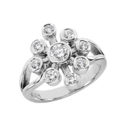 18K White Gold Right Hand Diamond Ladies Ring 0.69ct