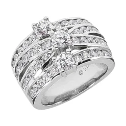 18K White Gold Right Hand Diamond Ladies Ring 2.50ct