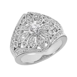 18K White Gold Right Hand Ladies Diamond Ring 0.74ct
