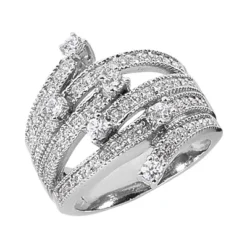 18K White Gold Right Hand Ladies Diamond Ring 0.94ct