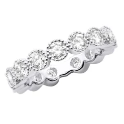 Unique 18K White Gold Round Diamond Band For Women Stackable Ring 1.58ct