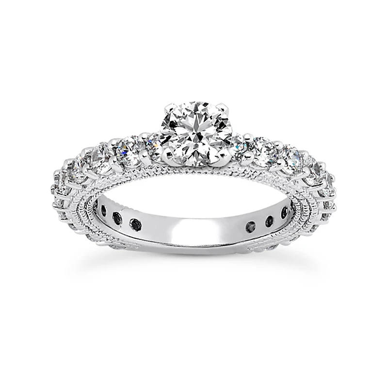 18K White Gold Round Diamond Engagement Ring 1.85ct 3 18K White Gold Round Diamond Engagement Ring 1.85ct