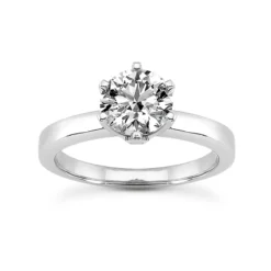 18K White Gold Round Diamond Engagement Ring Set 0.75ct Band: 2.4mm, Eng.: 2.8mm -Outlet Radiant Bijou Store 18k gold round diamond engagement ring set 075ct p 30047 back white 20220426