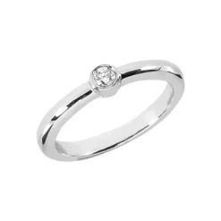 Thin 18K White Gold Round Diamond Ladies Ring 0.10ct