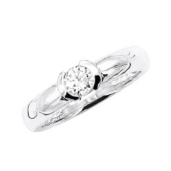 Thin 18K White Gold Round Diamond Ladies Ring 0.30ct