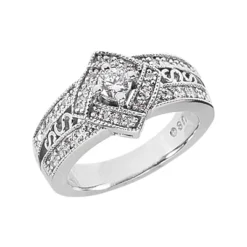 18K White Gold Round Diamond Ladies Ring 0.49ct