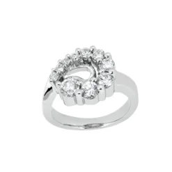 18K White Gold Round Diamond Ladies Ring 0.50ct 9mm